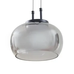 Lucande LED hanglamp Dain, 3-lamps, rookgrijs, glas