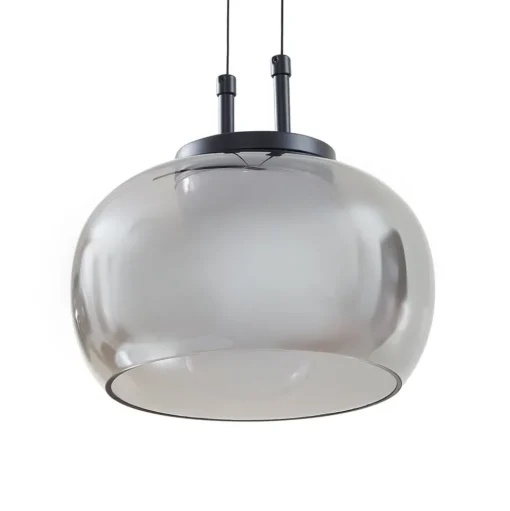 Lucande LED hanglamp Dain, 3-lamps, rookgrijs, glas