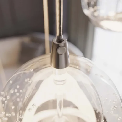 Lucande LED hanglamp Hayley, Ø 40 cm, 9-lamps, chroom, glas