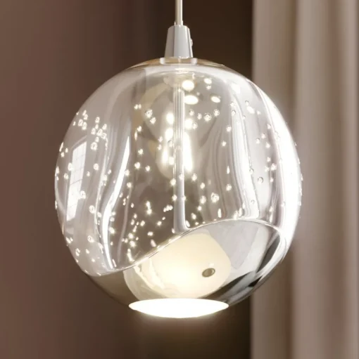 Lucande LED hanglamp Hayley, Ø 30 cm, 5-lamps, chroom, glas