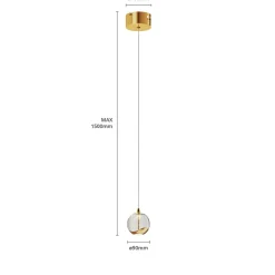 Lucande LED hanglamp Hayley, Ø 9 cm, goudkleurig, glas