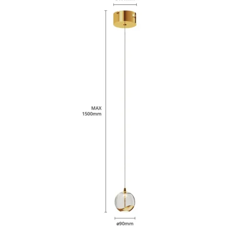Lucande LED hanglamp Hayley, Ø 9 cm, goudkleurig, glas
