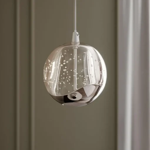 Lucande LED hanglamp Hayley, Ø 9 cm, chroomkleurig, glas