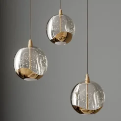 Lucande LED hanglamp Hayley, Ø 25 cm, 3-lamps, goud, glas