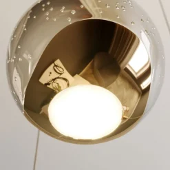 Lucande LED hanglamp Hayley, Ø 25 cm, 3-lamps, goud, glas