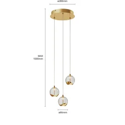 Lucande LED hanglamp Hayley, Ø 25 cm, 3-lamps, goud, glas