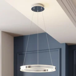 Lucande LED hanglamp Lyani, Ø 50 cm, chroom, dimbaar