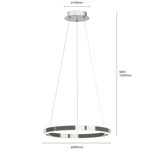 Lucande LED hanglamp Lyani, Ø 50 cm, chroom, dimbaar