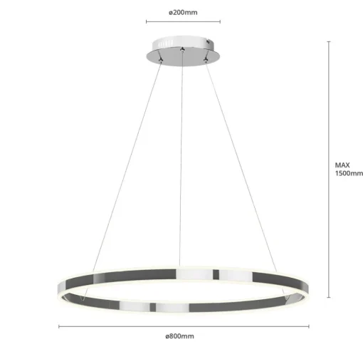Lucande LED hanglamp Lyani, 80 cm, chroom, dimbaar