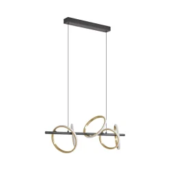 Lucande LED hanglamp Madu, zwart, metaal, 92,5 cm lang