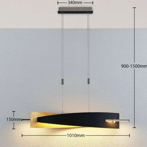 Lucande LED hanglamp Marija, 101 cm, zwart, dimbaar