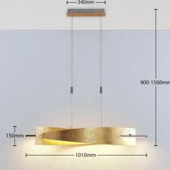 Lucande LED hanglamp Marija, 101 cm, goudkleurig, dimbaar