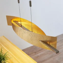 Lucande LED hanglamp Marija, 101 cm, goudkleurig, dimbaar