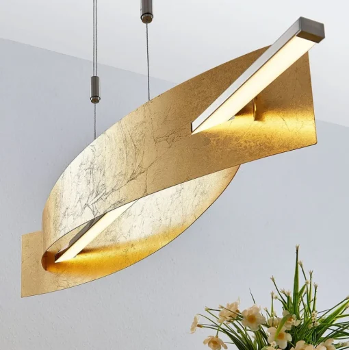 Lucande LED hanglamp Marija, 101 cm, goudkleurig, dimbaar