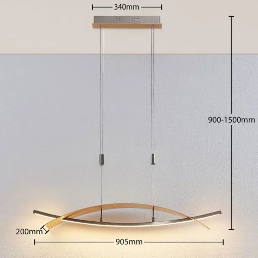 Lucande LED hanglamp Marija, 91 cm, goudkleurig, dimbaar