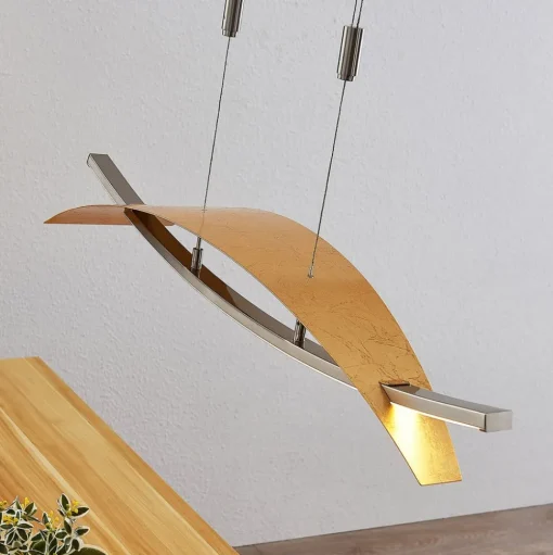 Lucande LED hanglamp Marija, 91 cm, goudkleurig, dimbaar