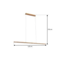 Lucande LED hanglamp Maruta, hout, balk, 120 cm, 3000K