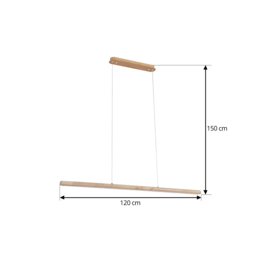 Lucande LED hanglamp Maruta, hout, balk, 120 cm, 3000K