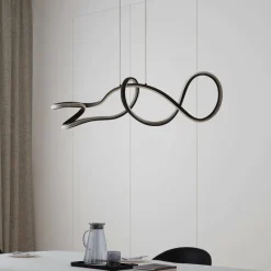 Lucande LED hanglamp Rodado, zwart, 110 cm, aluminium