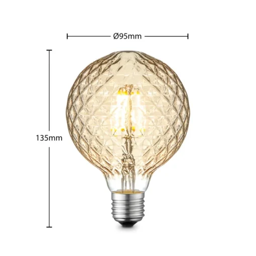 Lucande LED lamp E27 G95 4W 2.700K dimbaar amber