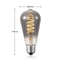 Lucande LED lamp E27 ST64 4W rook 1.800 K dimbaar