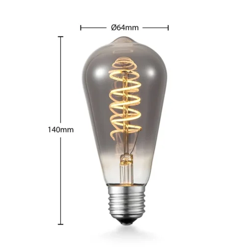 Lucande LED lamp E27 ST64 4W rook 1.800 K dimbaar