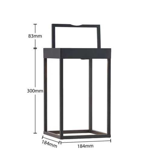 Lucande LED lamp op zonne-energie Lynzy, 38cm, zwart, metaal, IP65
