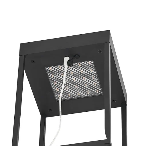Lucande LED lamp op zonne-energie Lynzy, 38cm, zwart, metaal, IP65