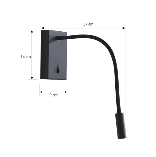 Lucande LED leeslamp Hetti, zwart, metaal, 14 cm hoog