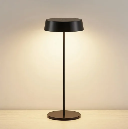 Lucande LED oplaadbare tafellamp Tibia, zwart, aluminium, USB, IP54