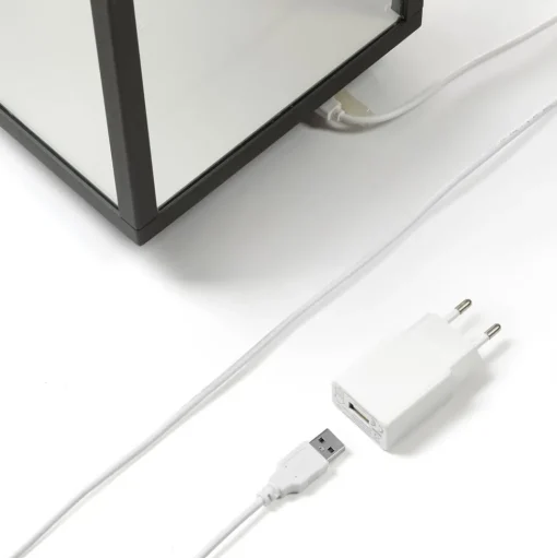 Lucande LED oplaadbare tafellamp Cube, aluminium, IP54, dimbaar