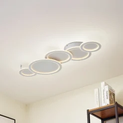 Lucande LED plafondlamp Diala, wit, metaal, 96 cm