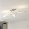 Lucande LED plafondlamp Edano, 122 cm, wit, textiel, dimbaar