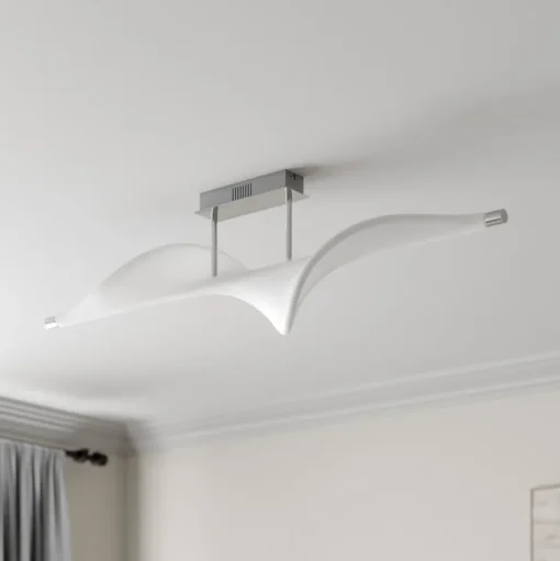 Lucande LED plafondlamp Edano, 122 cm, wit, textiel, dimbaar