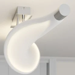 Lucande LED plafondlamp Edano, 122 cm, wit, textiel, dimbaar