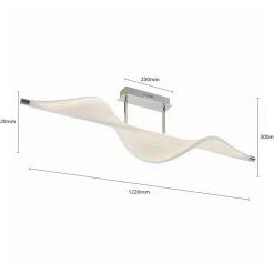 Lucande LED plafondlamp Edano, 122 cm, wit, textiel, dimbaar