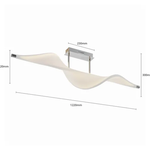 Lucande LED plafondlamp Edano, 122 cm, wit, textiel, dimbaar
