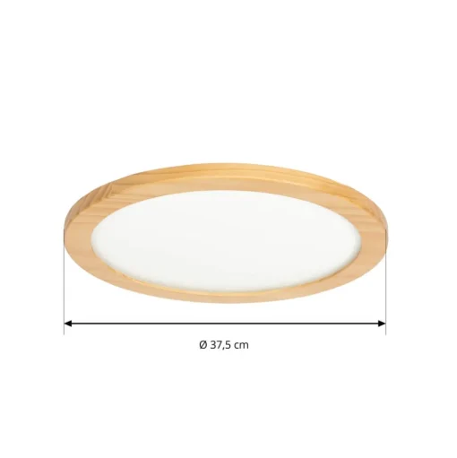 Lucande LED plafondlamp Joren, Ø 38 cm, hout, CCT, afstandsbediening