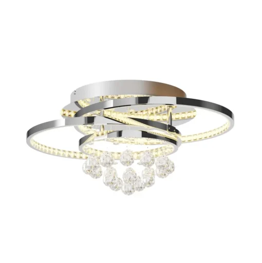 Lucande LED plafondlamp Keely, chroomkleurig, kristal, 45 cm