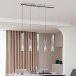 Lucande LED plafondlamp Korvitha, 5-lamps, grijs, glas