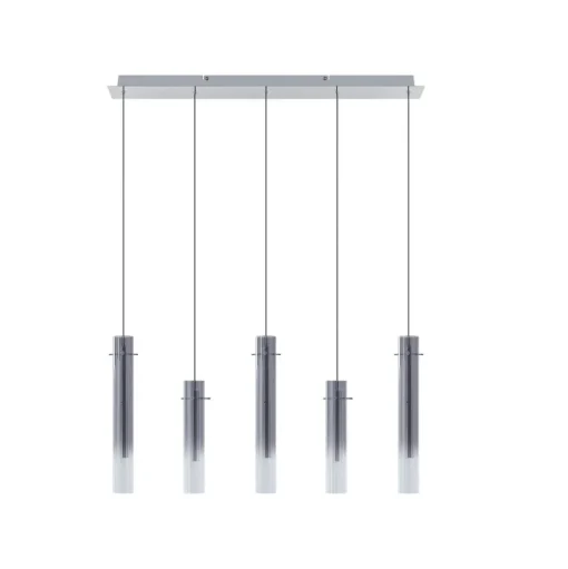 Lucande LED plafondlamp Korvitha, 5-lamps, grijs, glas