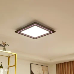 Lucande LED plafondlamp Leicy, nikkel 60 cm RGB kleurenstroom
