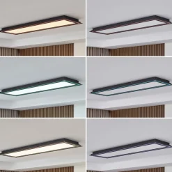 Lucande LED plafondlamp Leicy, zwart, 124 cm, RGB, CCT