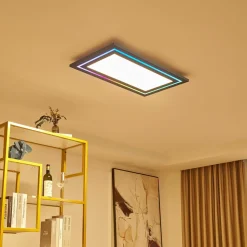 Lucande LED plafondlamp Leicy, nikkel, 80 cm, RGBIC, CCT