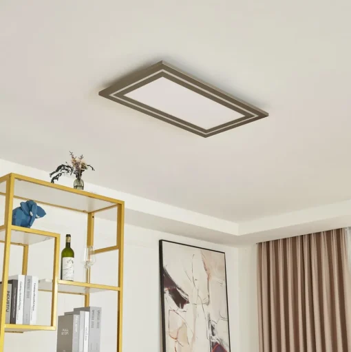 Lucande LED plafondlamp Leicy, nikkel, 80 cm, RGBIC, CCT
