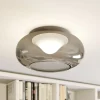 Lucande LED plafondlamp Mijo, Ø 43 cm, rookgrijs, glas