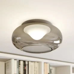 Lucande LED plafondlamp Mijo, Ø 43 cm, rookgrijs, glas