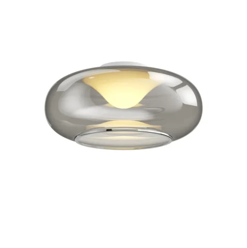Lucande LED plafondlamp Mijo, Ø 43 cm, rookgrijs, glas