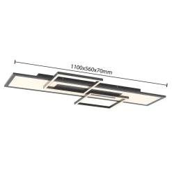Lucande LED plafondlamp Narumi, CCT, 110cm, zwart, aluminium