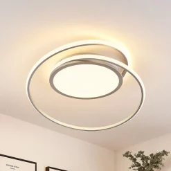 Lucande LED plafondlamp Noud, 65 cm, zilver, metaal, CCT